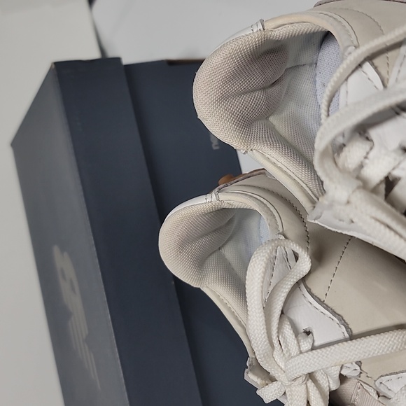 New Balance WS327LA White Moonbeam Leather Athletic Shoes - Picture 11 of 16